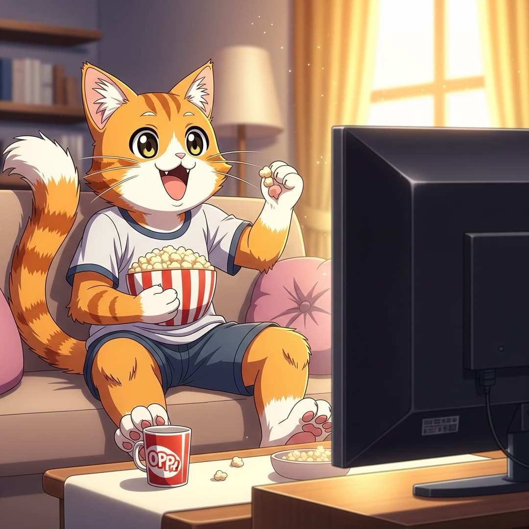 Finale Feline watching TV